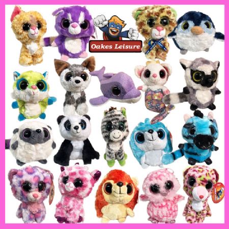 An assortment of big eye soft toys