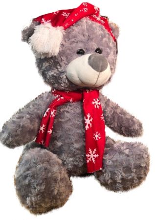 Grey Christmas bear 30cm